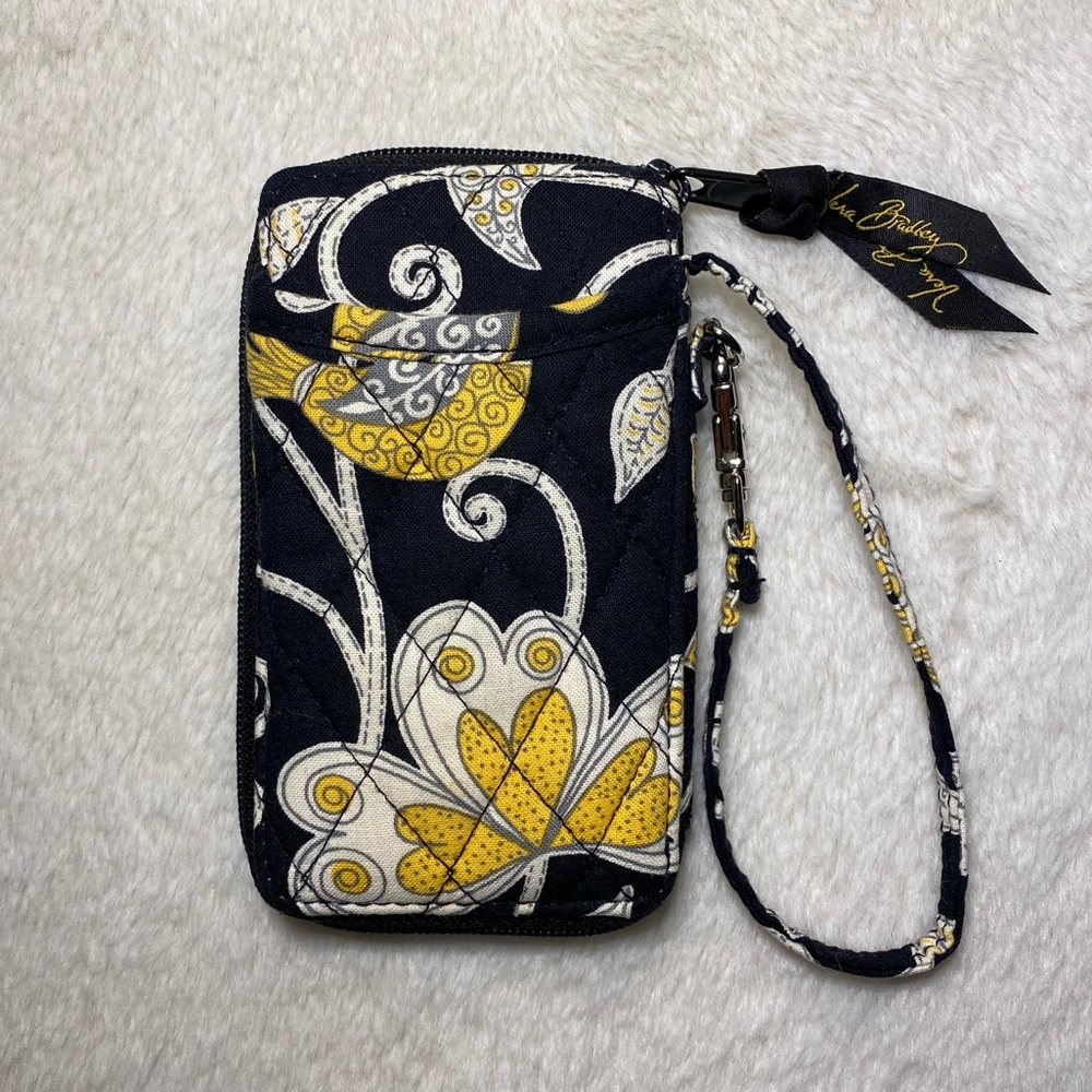 Vera Bradley Black and Yellow Floral Wristlet
